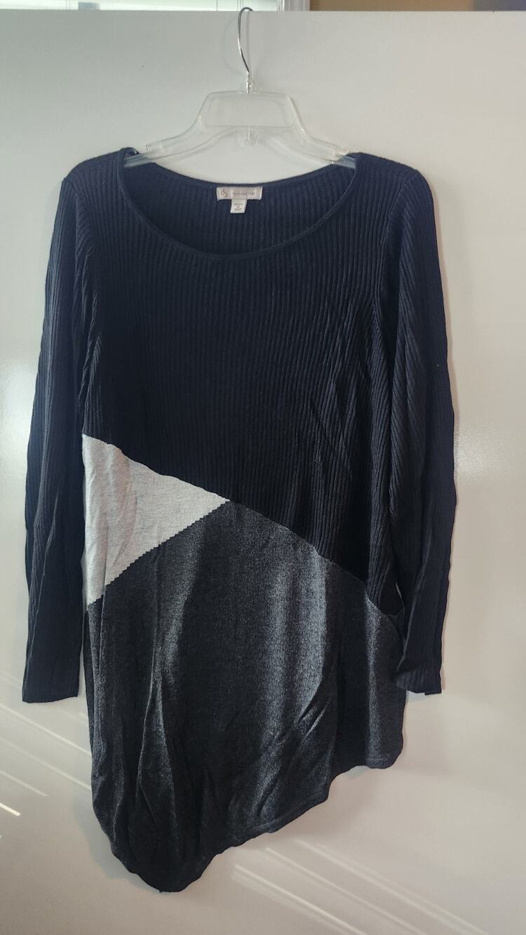 db Established 1962 Tunic Sweater Womens Colorblock Asymmetrical Ribbed 1X #304